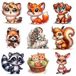 18CM Cat,Squirrel, raccoon, fox Heat Transfer patch for clothing DIY children's printing used for clothing ironing applications