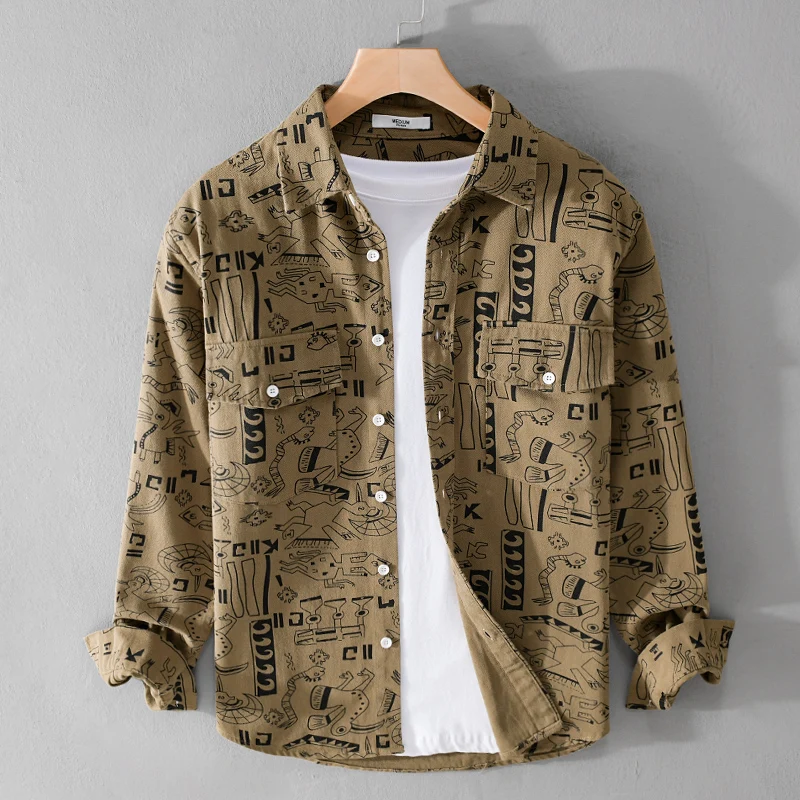 

Men New style Spring Large Size 100% cotton shirt Comfortable Long Sleeve Shirt Men's High Quality Versatile Loose Casual Shirt