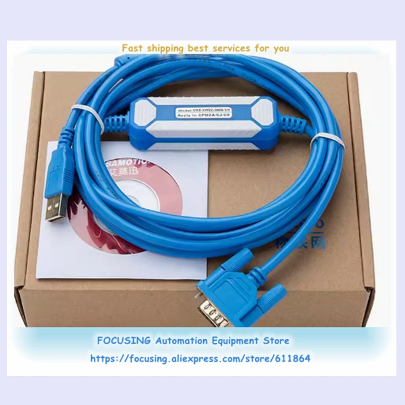 

New USB-XW2Z-200S-CV USB-XW2Z-200S-VH Programming Cable For CS CJ Series PLC & HMI USB To DB9 RS232 Support WIN7/8