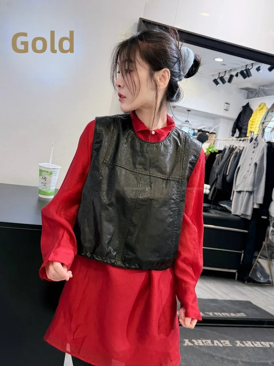 

2025 New Women's Genuine Leather Vest ort Svel Outerwear Slimming Versatile Trendy Commute Sle eepskin Leather