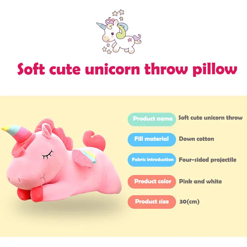 30/40cm unicornio juguetes de peluche muñeca Kawaii unicornio tumbado suave lindo blanco rosa caballo apaciguar muñeca juguetes niños niñas regalos de cumpleaños