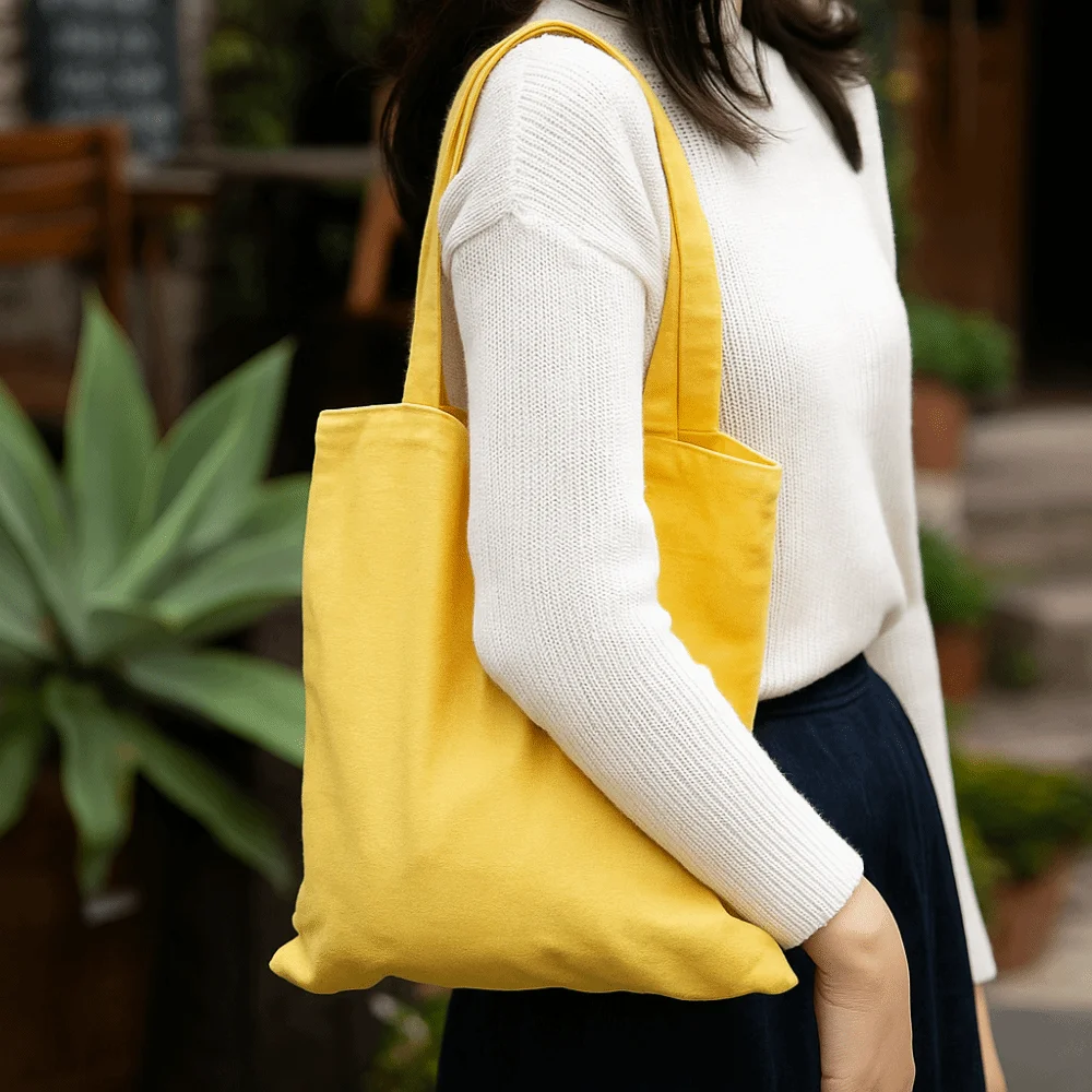 กระเป๋าผ้าแคนวาสแบบพกพาเป็นมิตรกับสิ่งแวดล้อม กระเป๋าช้อปปิ้งที่สวยงามน้ำหนักเบา กระเป๋าสะพายไหล่แบบพับได้แบบใช้ซ้ำได้ ลำลอง