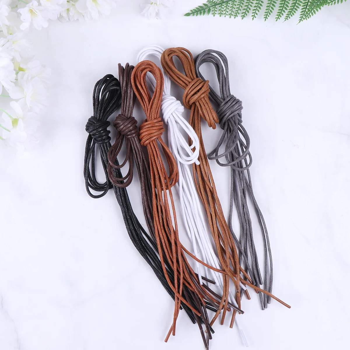 12 Pairs Waxed Shoelace Thin Laces Round Cord Shoes Accessories Sneakers for Men