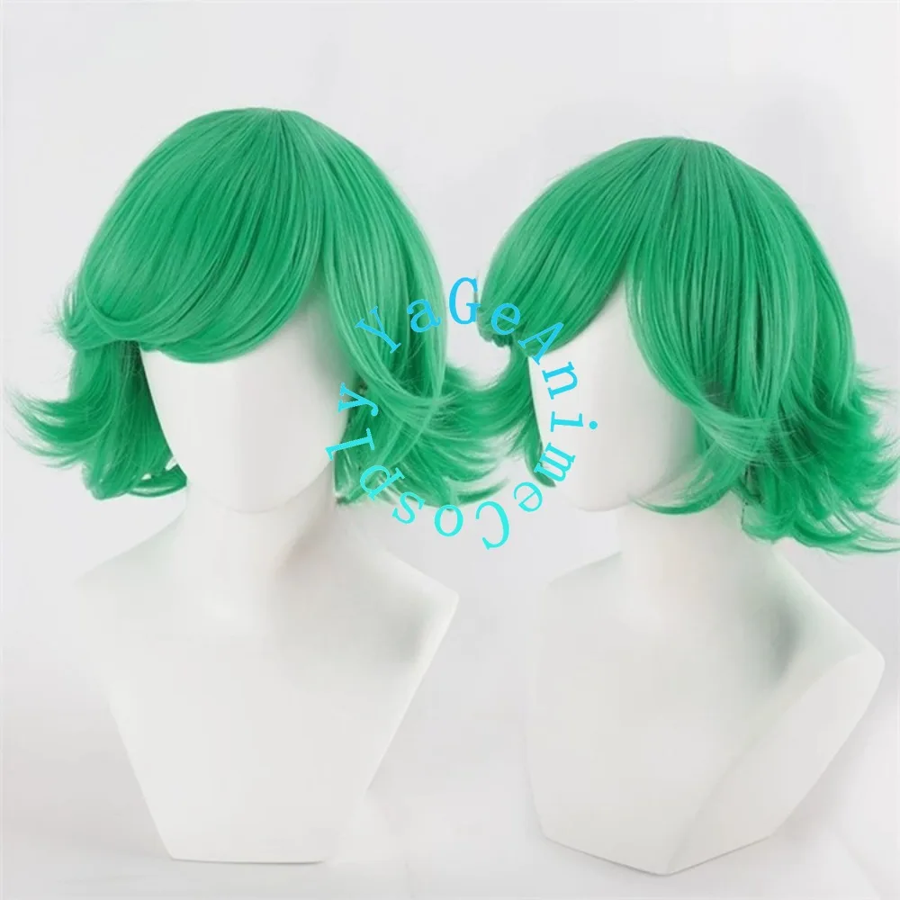 One Punch Man Tatsumaki Cosplay Wig Green Short Curly Flip Hair Style Character Hairpiece Anime Event Accessory