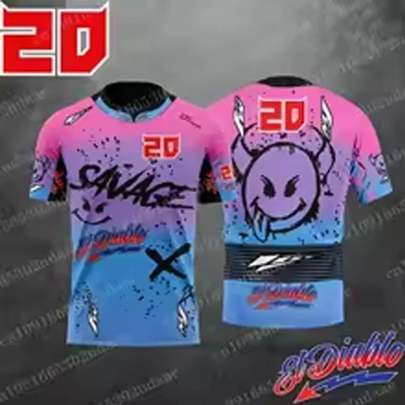 فابيو رقم. 20 تي شيرت كلاسيكي بأكمام قصيرة لسباق الدراجات النارية للرجال والنساء، والرياضة، والترفيه، والأزياء، والرجعية، والكبار #2