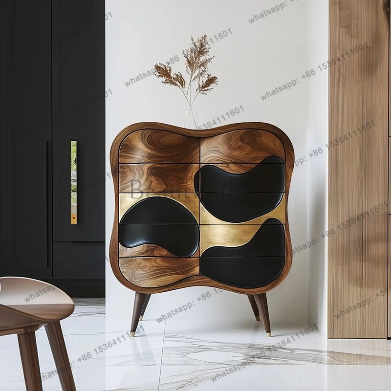 

Premium solid wood bedroom jewelry cabinet Italian minimalist living room porch cabinet wall drawer locker