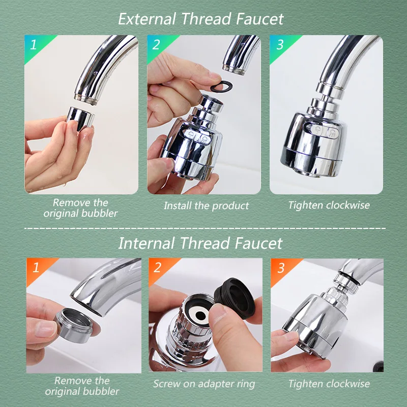 Faucet Extender 360 Degree Rotary Kitchen Sink Faucet Bubbler Water-Saving Device Adapter Soft Water Nozzle Bathroom Accessories