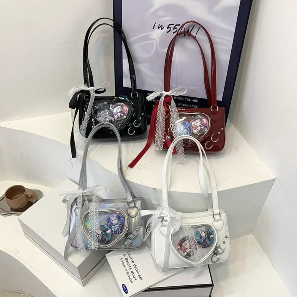 

Y2K Transparent Love Itabag Zipper Bag Idol Merchandise Storage Kawaii Shoulder Bag JK Storage Bag Lace Crossbody Bag Men