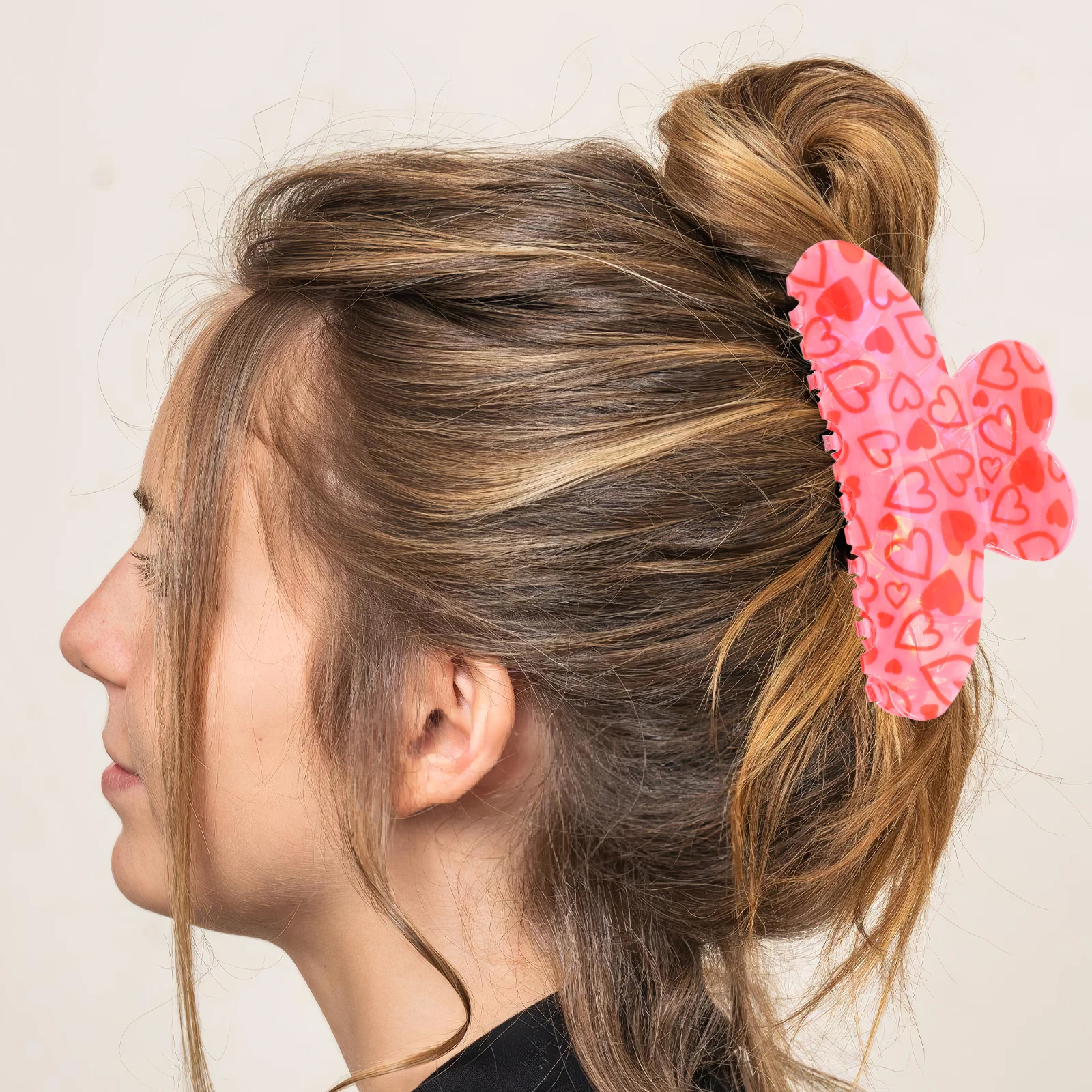 

Large Heart Acrylic Hair Claw Clip For Women Non-Slip Lightweight Valentine'S Day Cute Stylish Decorative Clip Bun Accessories