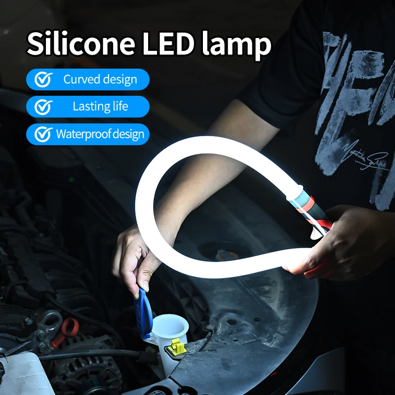 Flexible Bendable LED Work Light Stick Rechargeable Handheld Auto Repair Inspection Lamp, Long Lasting Multifunctional Flashligh