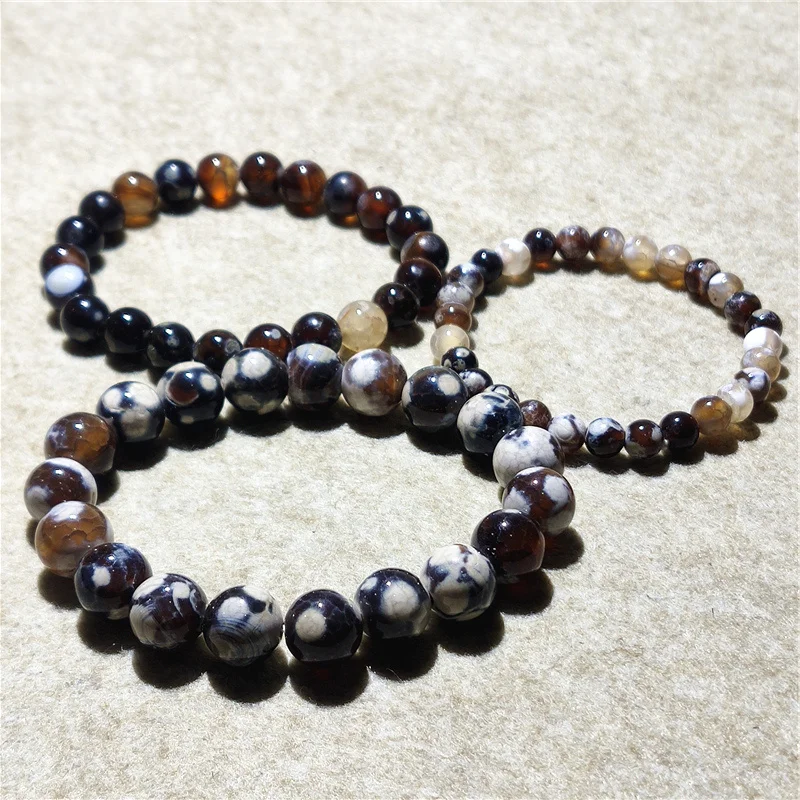 Natural Coffee Fire Onyx Dragon Bracelet Wind Women's Crystal Men's Couple Buddha Bead String Single Ring Jewelry