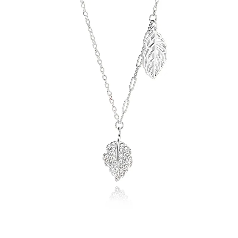 

S925 Silver Mori Pendant Necklace for Female Advanced Sense Line Decoration Luxury Leaf Clavicle Chain Zircon Festival Gift
