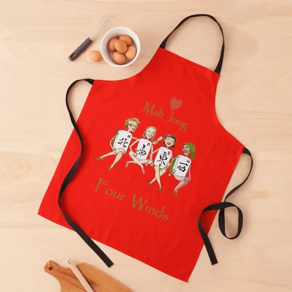 

Mah Jong Four Winds Apron Kitchen Kawaii Accessories nail tech supplies Kitchen Apras For Women Things For The Kitchen Apron