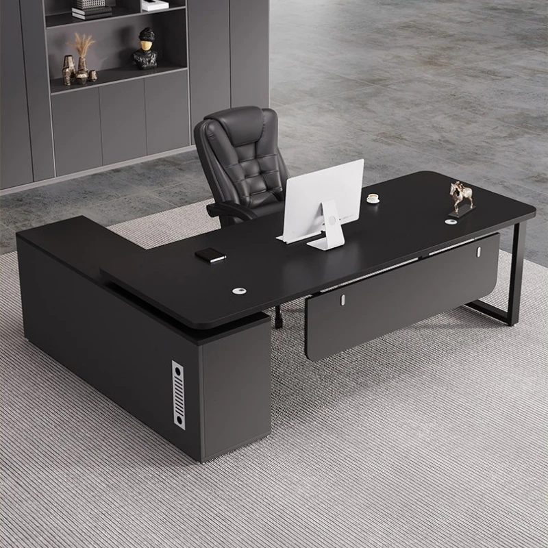 l shaped simple Supervisor desk study work multifunctional wooden boss table modern workshop bureau avec rangement furniture
