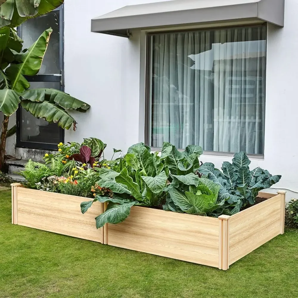 15 Inch Deep 8x4 Wooden Raised Garden Bed for Large Planters and Deep-Rooted Plants, Perfect for Outdoor Spaces
