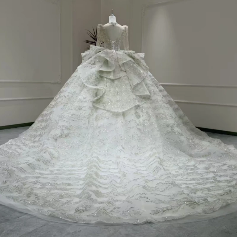 Luxury White Dubai Arabic Mermaid Wedding Dresses Applique Lace Beading Crystal A-Line Court Train Wedding Dress Bridal Gowns