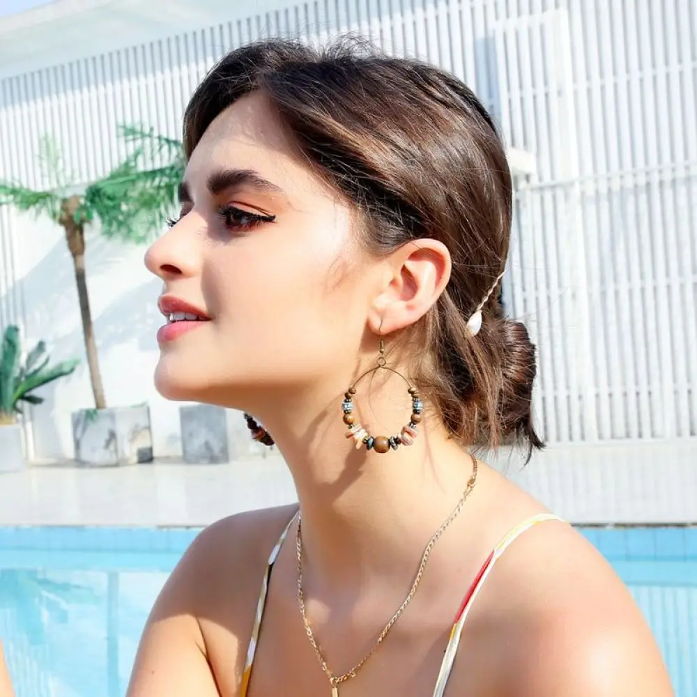 Boho Chic Ethnic Tassel Clip Earrings Women Vintage Jewelry Maillard Trend Long Dangle Pendant Elegant Fashion Accessory