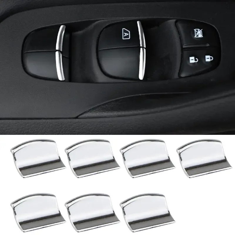 For Qashqai Altima Maxima Rogue 7Pcs Car Window Control Switch Cover Power Window Glass Lifter Switch Assembly Push Button Cover