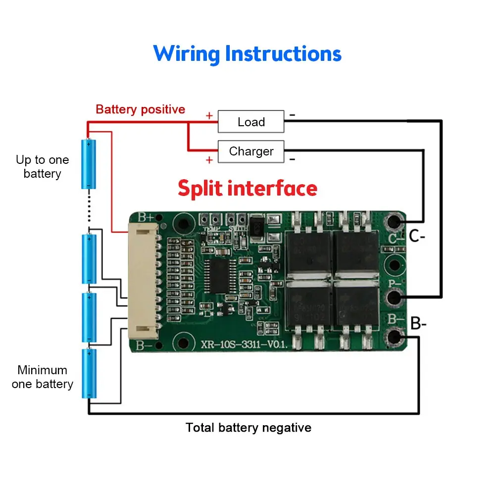 BMS 10S 36V15A 18650 Lithium Battery Protection Board Same Port/split Port 18650 Battery Charging Board Short Circuit Protection