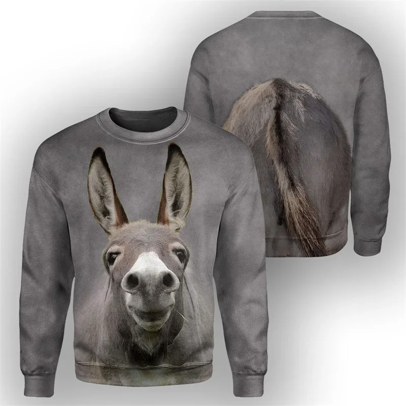 3D Print Animal Alpaca Cattle Sheep Sweatshirt Men Women Horse Donkey Graphic Pullovers Casual Round Neck Long Sleeve Hoodie