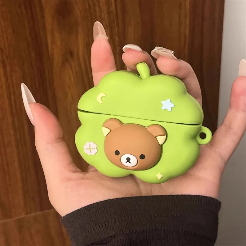 

Green Lucky Grass Cute Bear Earphone Protective Cover for Airpods 1 2 3 4 pro pro2
