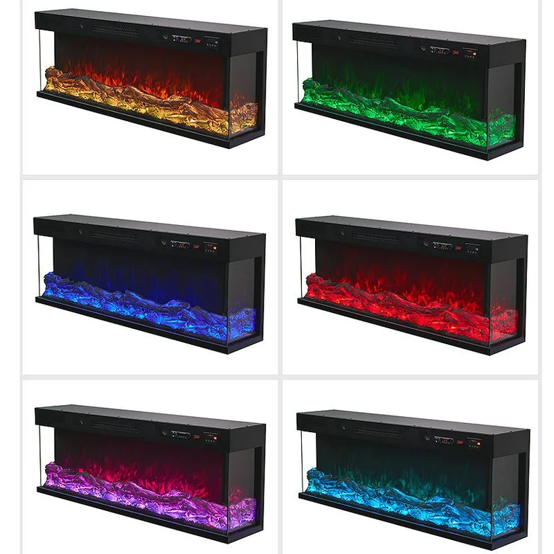 European Style Electric Fireplace Three-Sided Flame Simulation Built-In  Speaker Insert Installation Household Hotel
