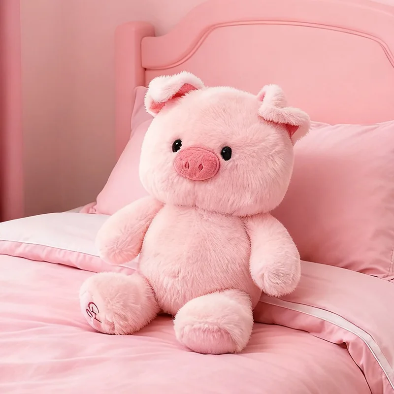 Cute Pink Pig Plush Toy Soft Faux Mink Fur Stuffed Animal Lovely Kawaii Throw Pillow Home Sofa Decoration Cartoon Gift For Adult