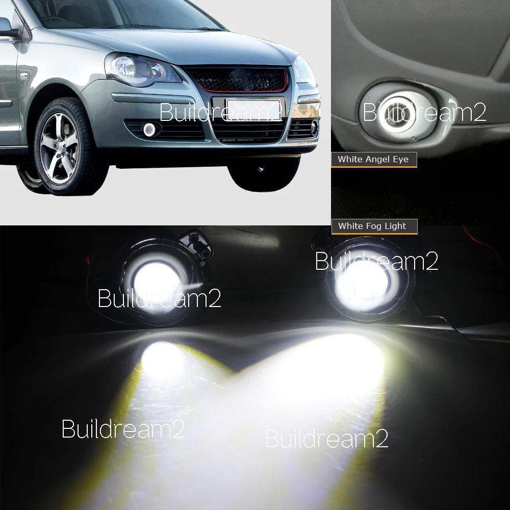 2 X 30W Fog Light Assembly with Angel Eye DRL For Skoda Fabia Mk1 2005 2006 2007 2008 Car Front LED COB Fog Daytime Running Lamp