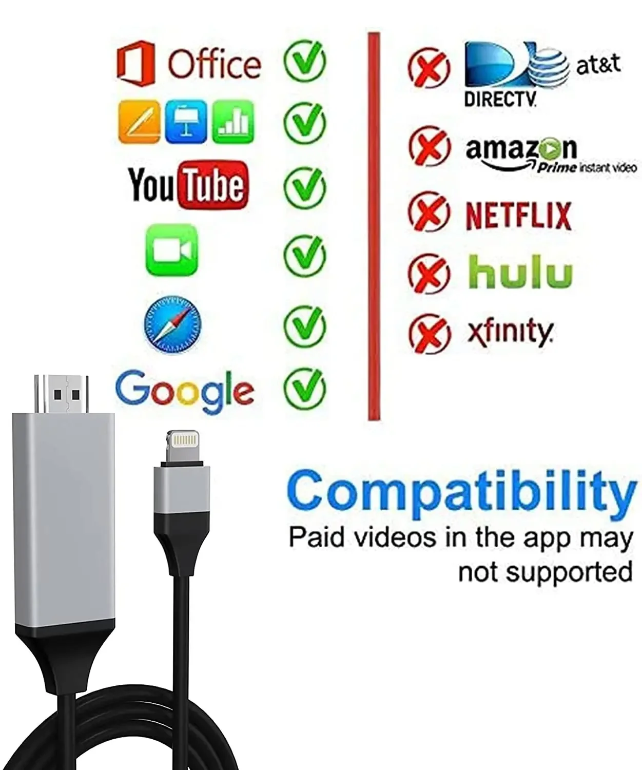 For iPhone to HDMI Digital TV Adapter Cable For iPhone 14 13 12 11 Pro XS iPad 1080P HDTV HDMI Cable Lighting Adapter Connector