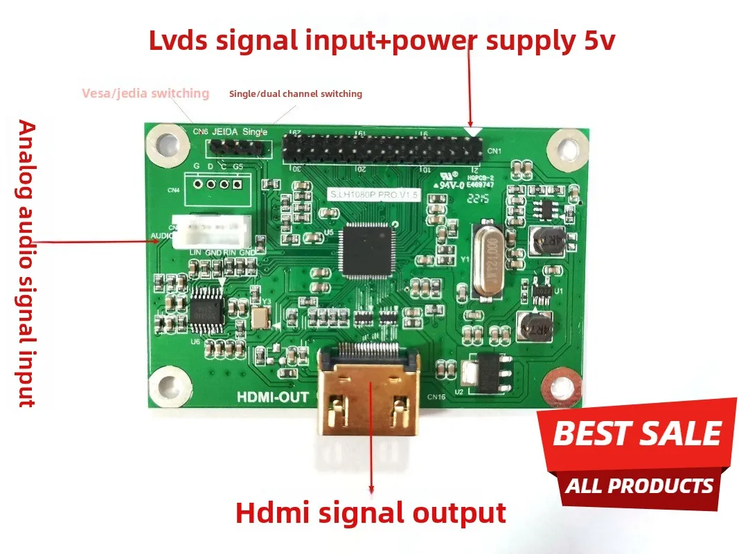 LVDS to HDMI adapter board lvds to hdmi output supports multiple resolutions, standard 720P 1080P