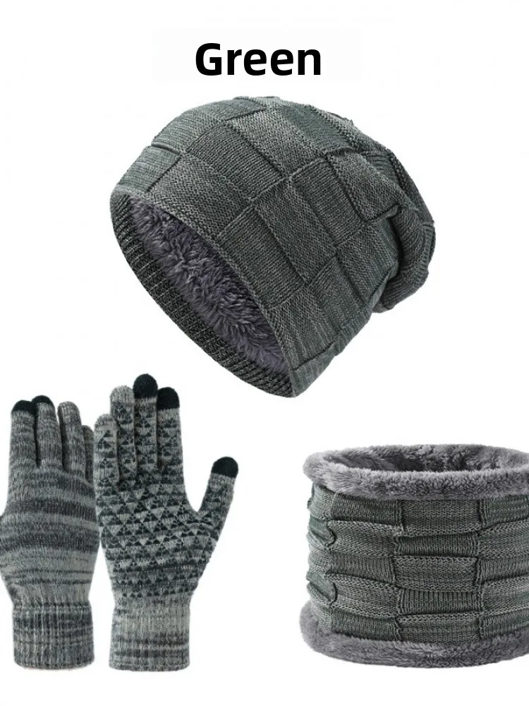 厚手のフリースニット帽、女性用冬用3点セット（スカーフと手袋付き）、暖かく居心地の良いスタイル、男女兼用