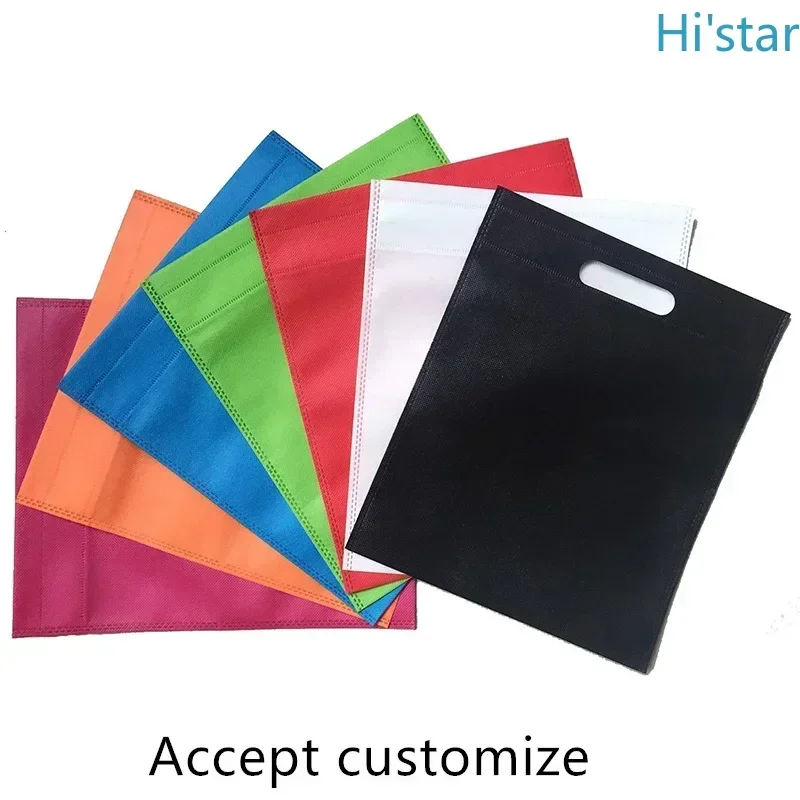 

50 Pcs Non-woven Fabric Handbag Colour Blank Strong Portable Transverse Vertical Version Clothing Shopping Bags Gift Packing Bag