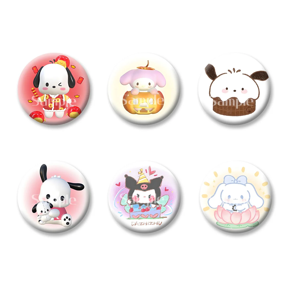 

Flash Badge Cards Sanrio Hello Kitty Anime Cartoon Kuromi Girl Keychains Convenient Makeup Mirror Fridge Magnet ACG Accessories