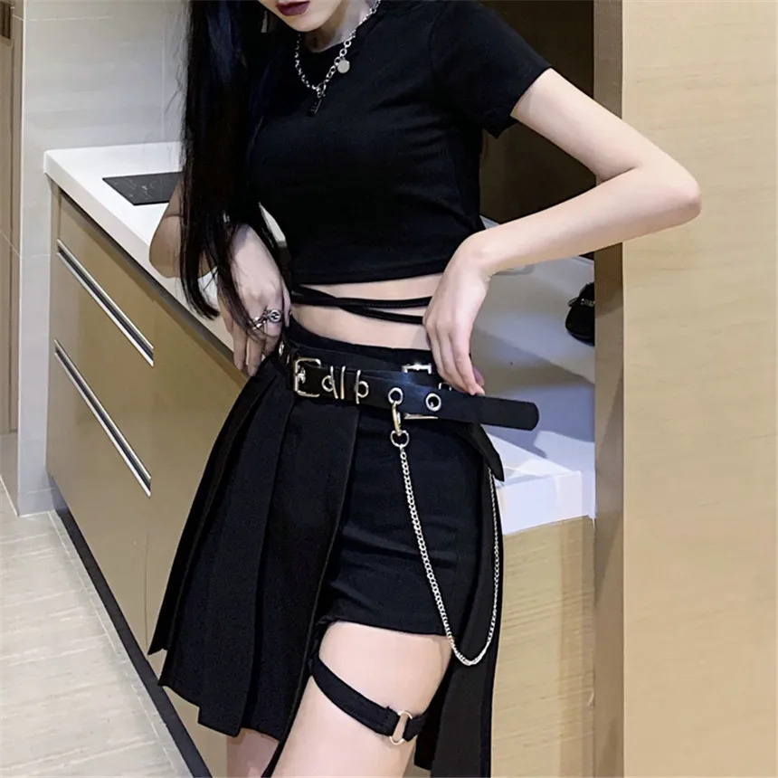 Nieuwe Collectie Women Plisse Skir Hot Koop Korte Punk Meisje Rok Korte Gothic Harajuku Zomer Grijs Plaid Rokken Shorts