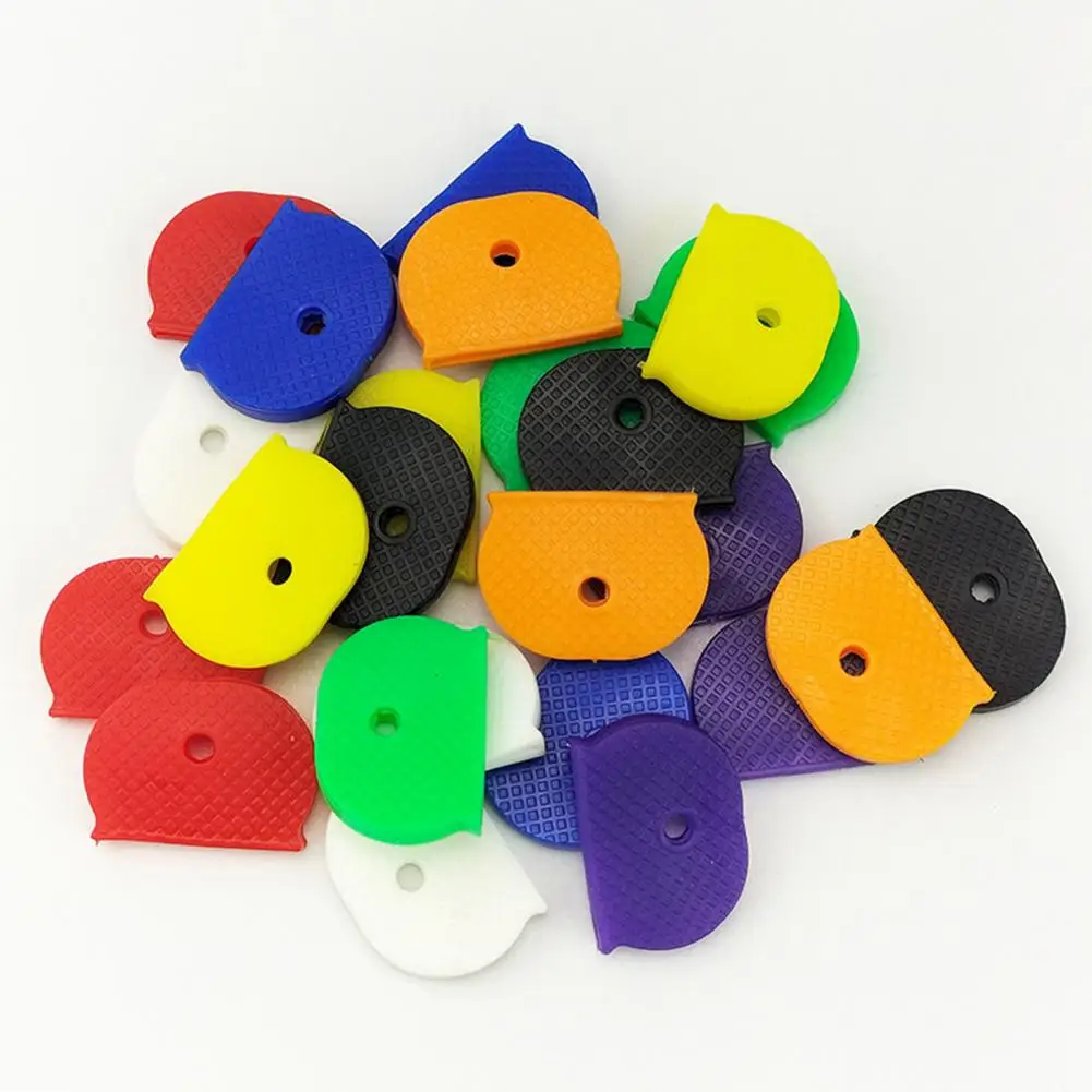 32Pcs Keycap Plastic Keys Identification Covers Key Marker Rings Rubber Key Head Protectors House Keys Caps Colorful Key Toppers