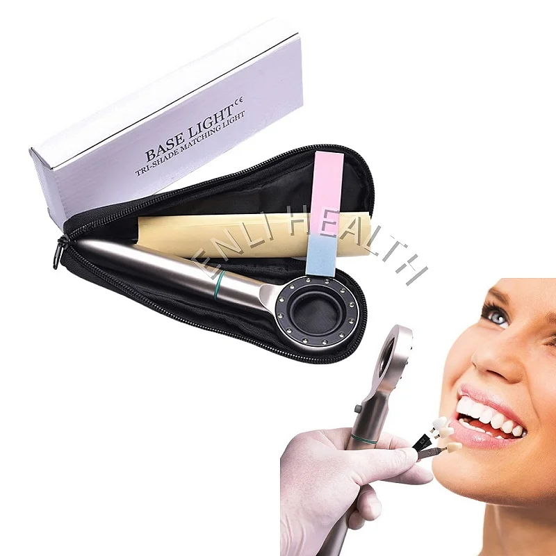 Dental 12LED Cosmetic Restoration Colorimetric Lamp Tri Shade Matching Light Oral Base Light Restoration Tools Hand Held Shade