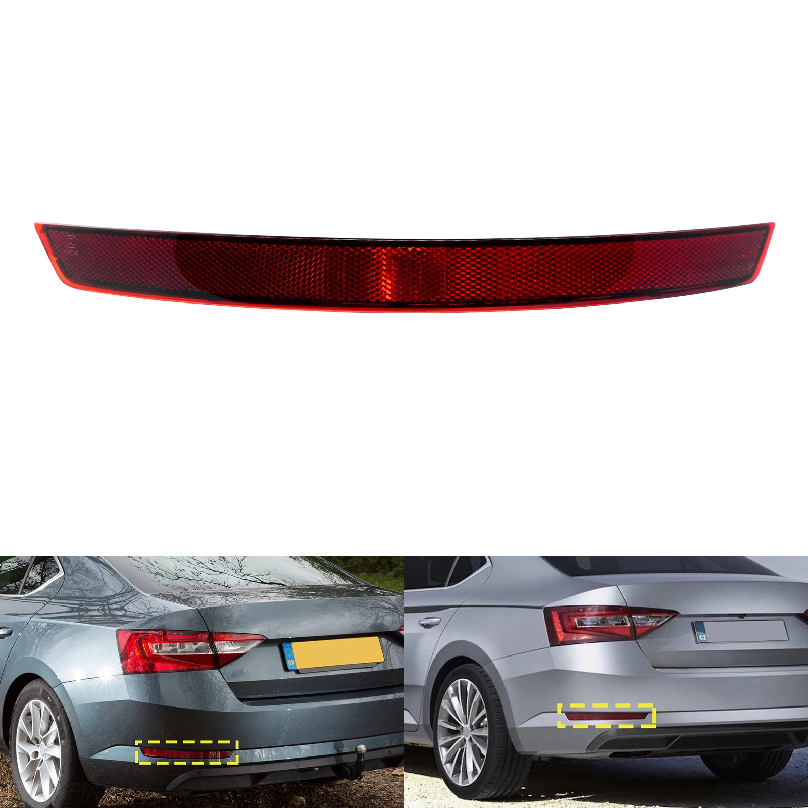 

Для 2015-20 Skoda Superb III левый боковой отражатель заднего бампера без линз