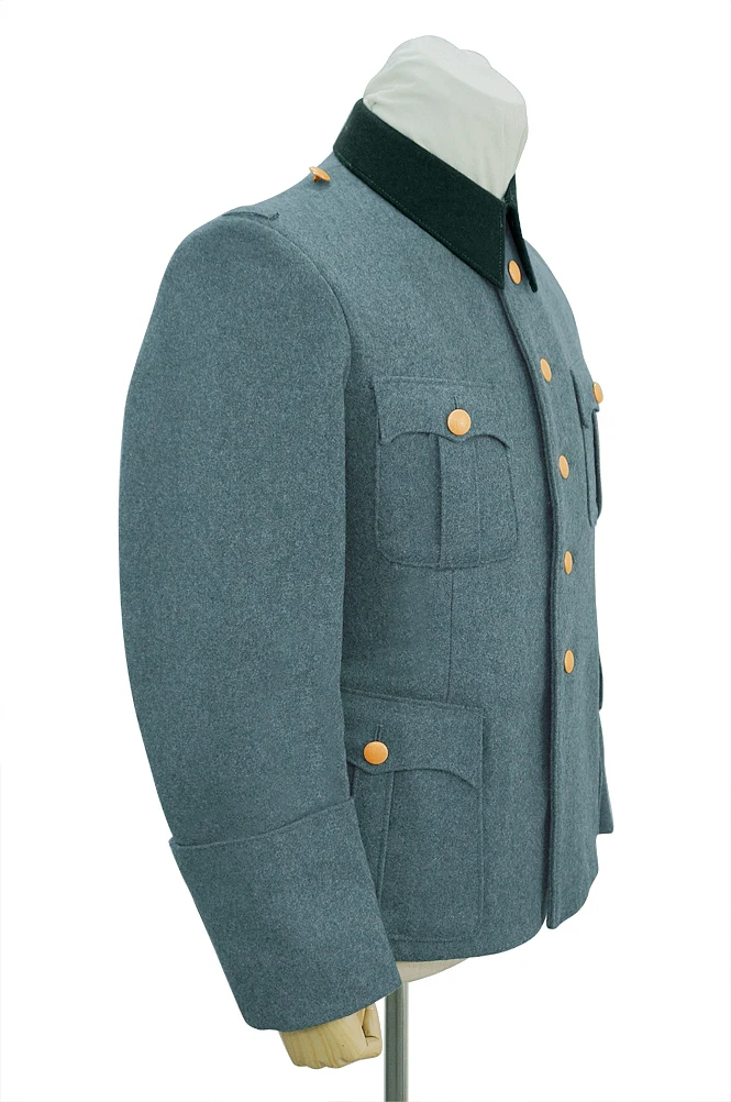 Chaqueta túnica de lana con cuello verde intenso, 5 botones, Servicio General de Policía de GUWI-B010-GEN
