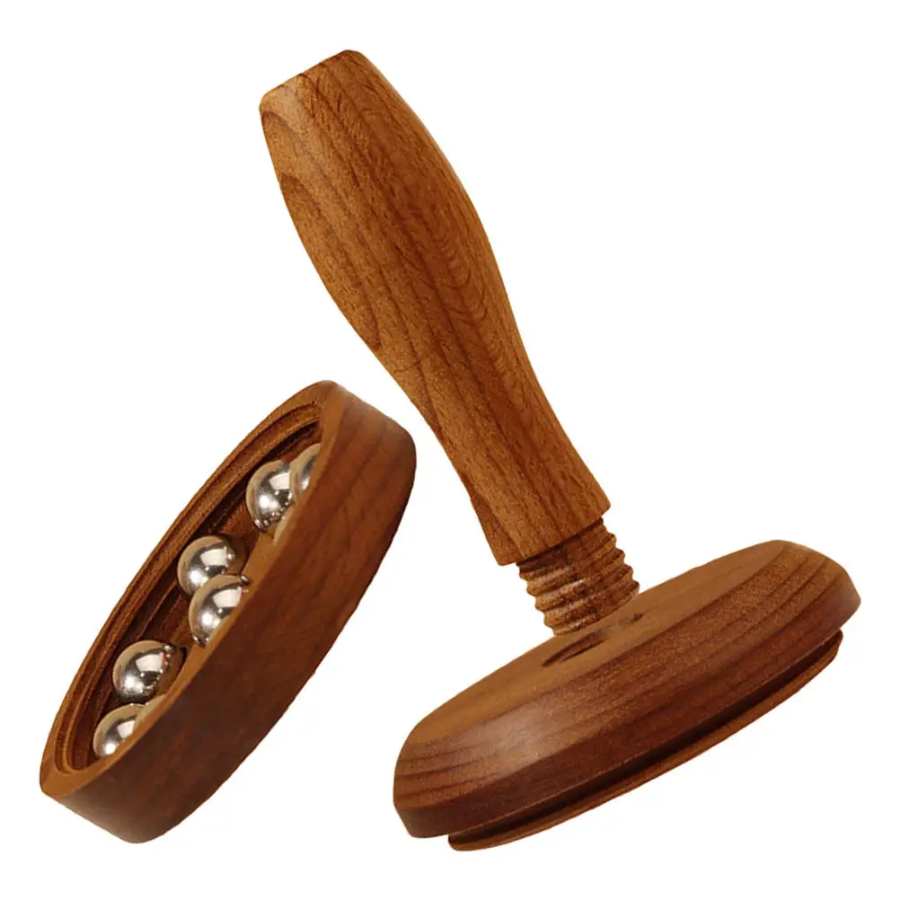 

Массажный ролик из буковой древесины со съемными стальными шариками для снятия усталости живота, ручной массажер для ног, рук и спины