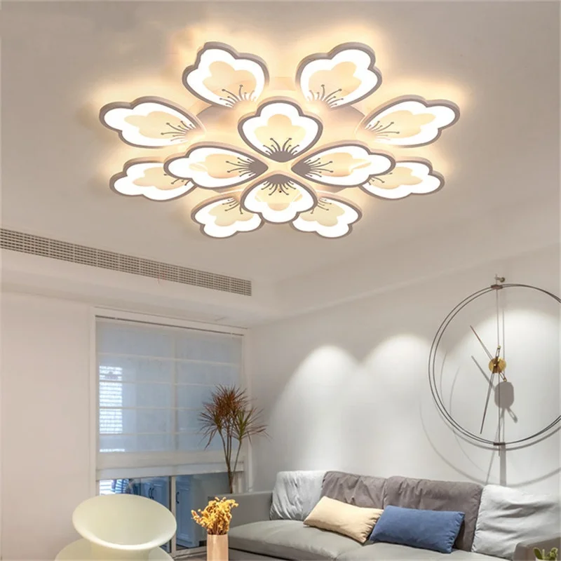 

LED Acrylic Chandelier Lotus Designed Light Modern Ceiling Lamp Living Dining Room Study Luminaire Hall Decor Fixture Lustre