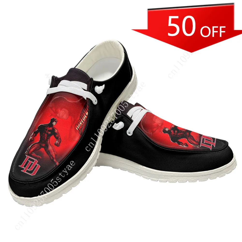 ​Marvel Daredevil Casual Shoes DD Logo Print Mens Womans Flat Shoe Breathable Outdoor Lightweight High quality Flat Casual Shoes