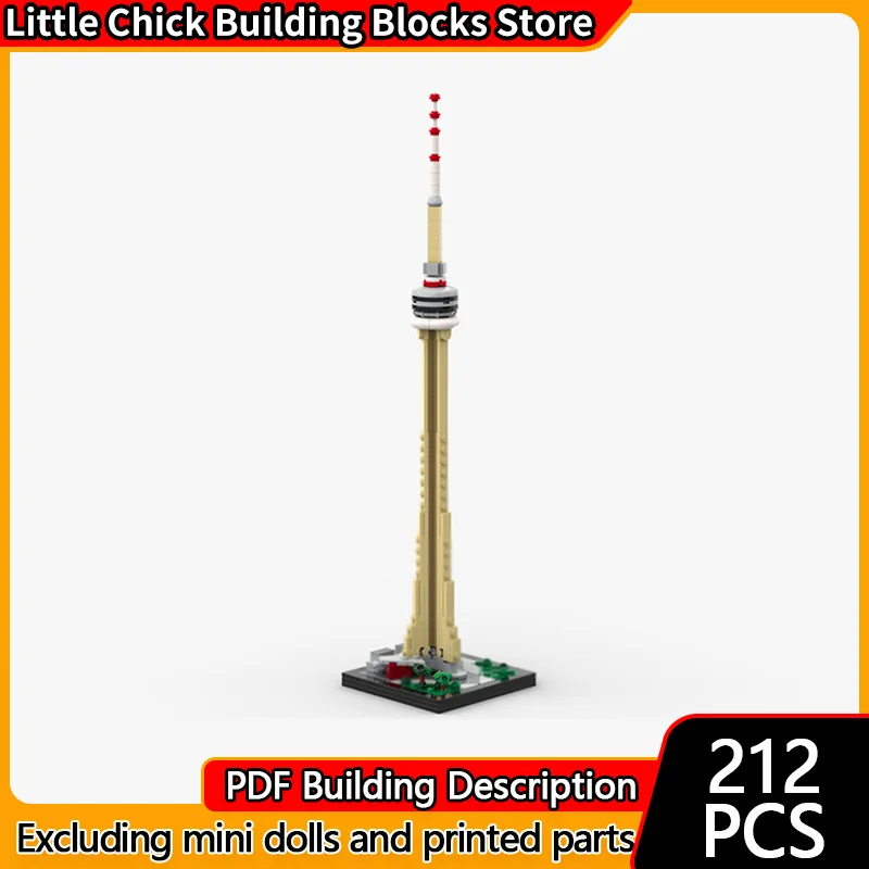 

Модель City Street View MOC, строительные кирпичи, городской пейзаж, ТВ-башня, модульная технология, подарки, праздник, сборка, детские игрушки, костюм