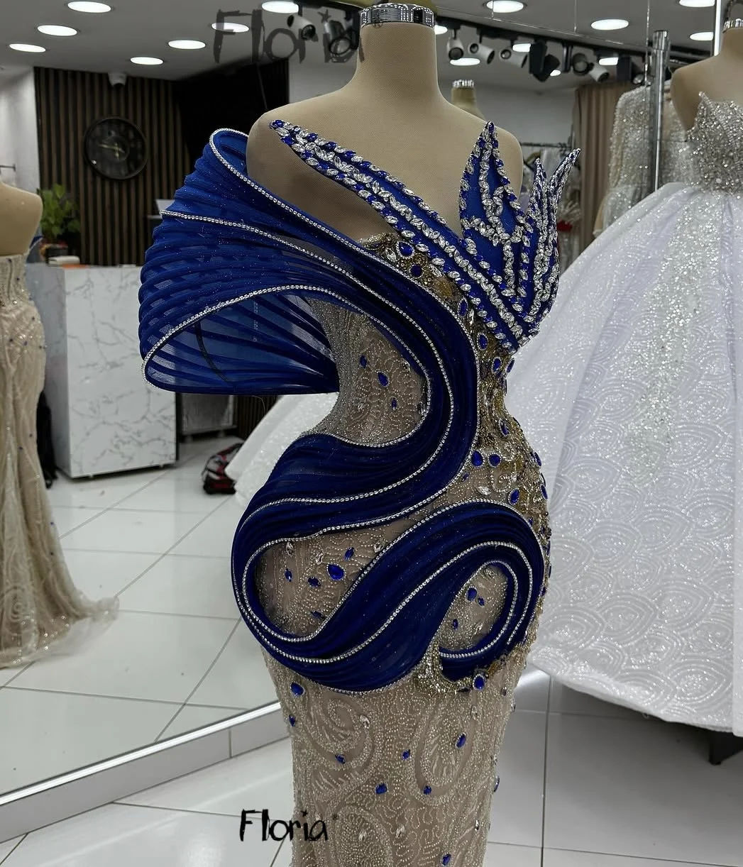

Blue Contrast Color Prom Dresses Luxury 2025 Dubai Wedding Events Gown Women's Champagne Occasion Dress Customized Reception
