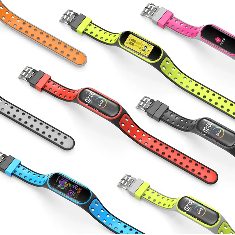 Strap for Xiaomi Mi Band 7 6 miband 6 double buckle Replacement Silicone Smart Watchband Wristband Mi Band 6 5 4 3 bracelet