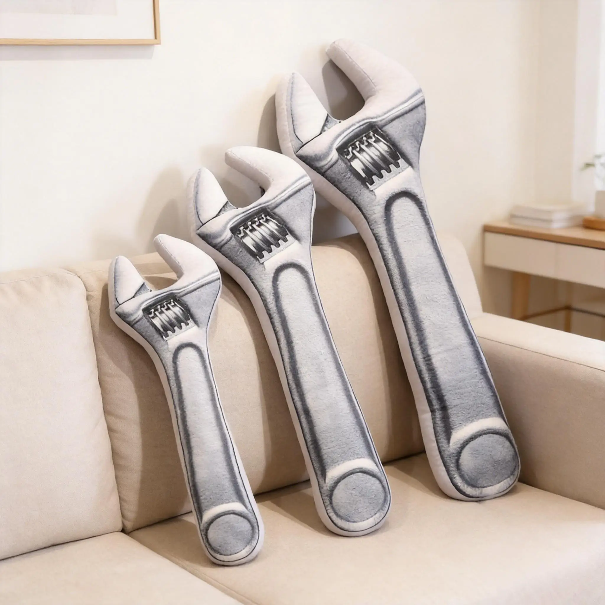 70-100cm Cute Simulation Wrench Plush Toy Funny Soft Tool Stuffed Doll Creative Plush Pillow Home Sofa Decor Gift Boys Girl Kids