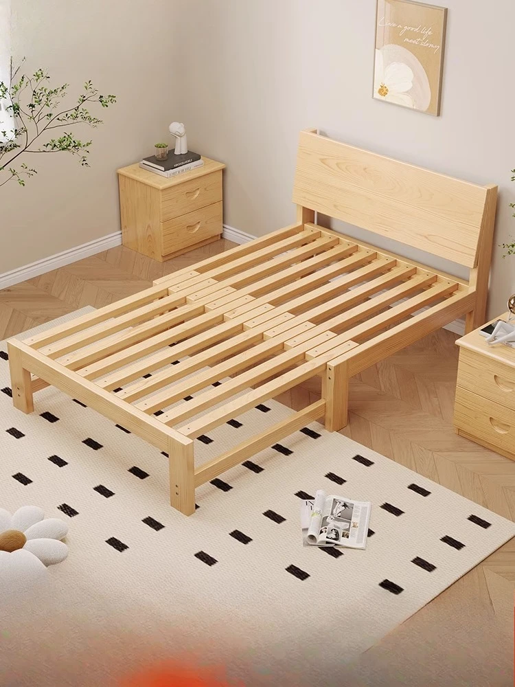 

All solid wood telescopic bed multi-functional folding sofa bed dual-purpose small apartment pull-out bed simple single push-pul
