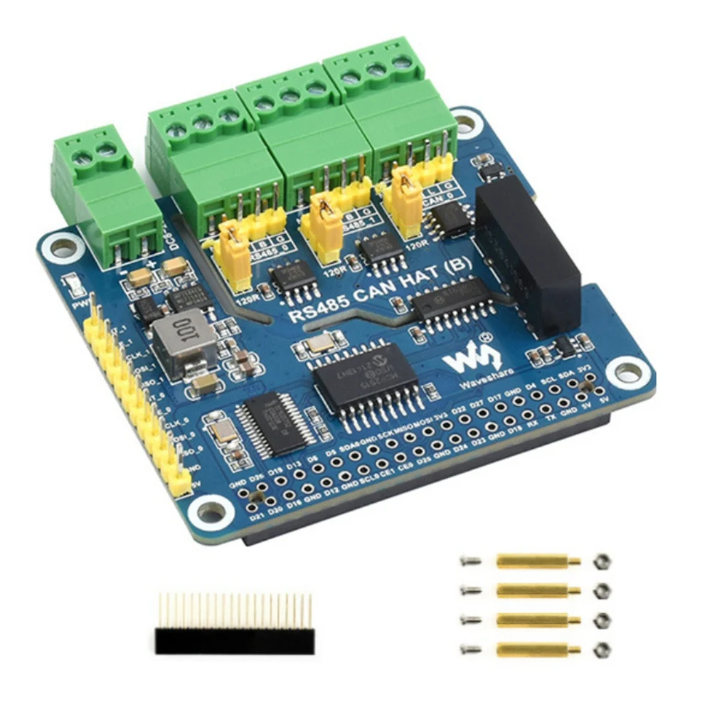 Waveshare RS485 CAN HAT RS485 CAN Expansion Board for Raspberry Pi Allows Stable Long-Distance Communication Via RS485/CAN