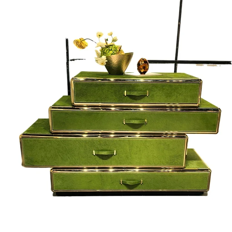 

Light luxury leather, horsehair porch cabinet, living room, four chest cabinets, villa partition drawers, locker