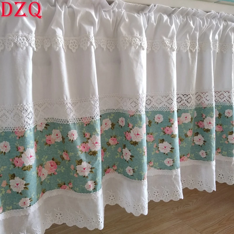 

Korean Sweet Flowers Short Curtains for Living Room Japanese Cute Lace Floral Half Curtains for Kitchen #A653