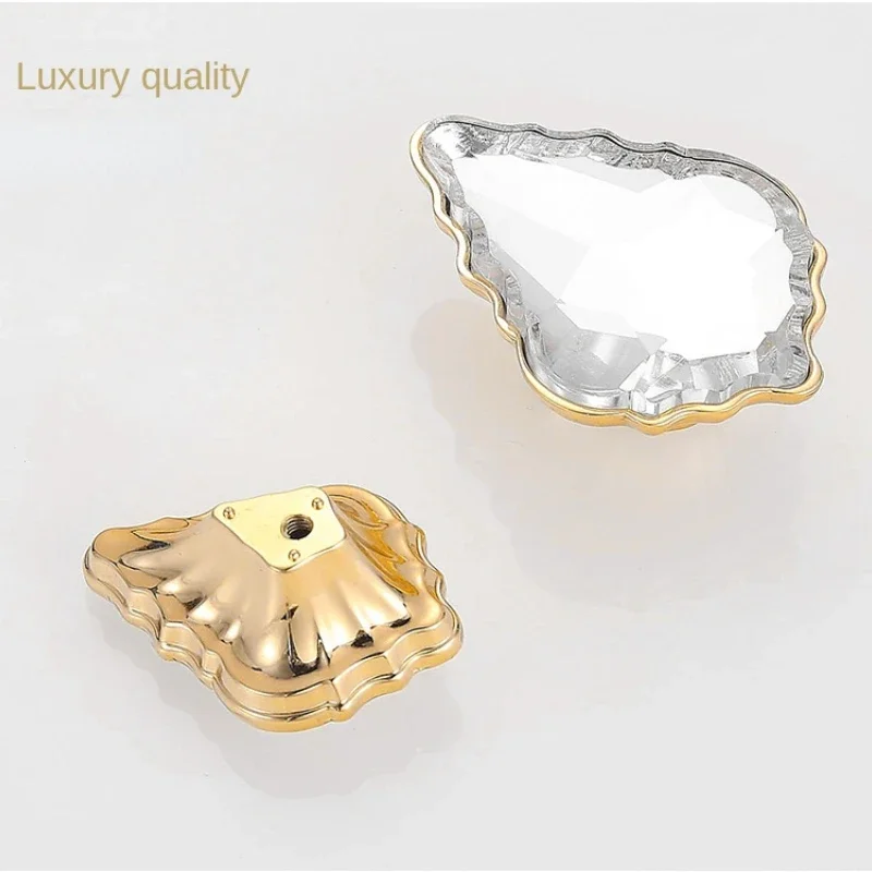 1pc Crystal Drop Handle Diamond Pendant Golden Pull Knob W/screw Glass Alloy Luxury Shiny Court Vintage Furniture Decor Home